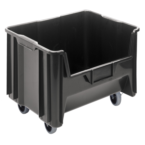 Bac g&eacute;ant mobile empilable, 12-7/16" ha x 19-7/8" la x 15-1/4" p, Capacit&eacute; de 250 lb, Noir Planification Entrepots Molloy