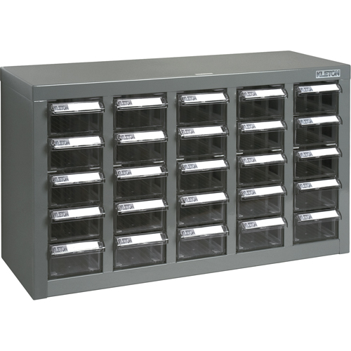Casiers pour pi&egrave;ces KPC-600, Acier galvanis&eacute;, 25 tiroirs, 23-1/10" x 8-7/10" x 13-4/5", Gris Planification Entrepots Molloy