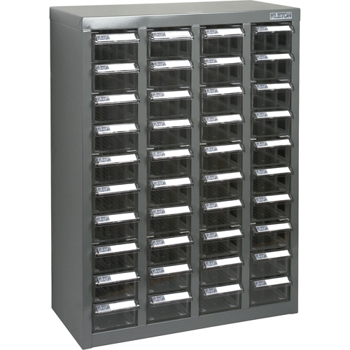 Casiers pour pi&egrave;ces KPC-600, Acier galvanis&eacute;, 40 tiroirs, 18-3/10" x 8-7/10" x 25-3/10", Gris Planification Entrepots Molloy
