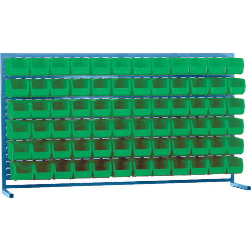 Louvered Rack with Bins, 72 Bins, 72" W x 15" D x 40" H Planification Entrepots Molloy