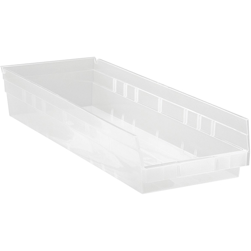 Bacs de rangement pour tablettes, 8-3/8" la x 4" H x 23-5/8" p, Transparent, Capacit&eacute; 50 lb Planification Entrepots Molloy