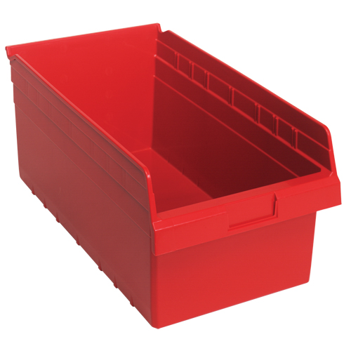 Store-Max Shelf Bins, 11-1/8" W x 8" H x 17-7/8" D, Red, 56 lbs. Capacity Planification Entrepots Molloy
