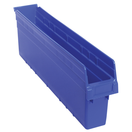 Store-Max Shelf Bins, 4-3/8" W x 8" H x 23-5/8" D, Blue, 68 lbs. Capacity Planification Entrepots Molloy