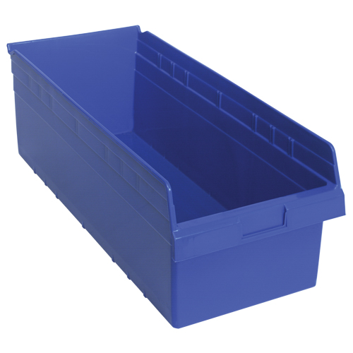Store-Max Shelf Bins, 11-1/8" W x 8" H x 23-5/8" D, Blue, 68 lbs. Capacity Planification Entrepots Molloy
