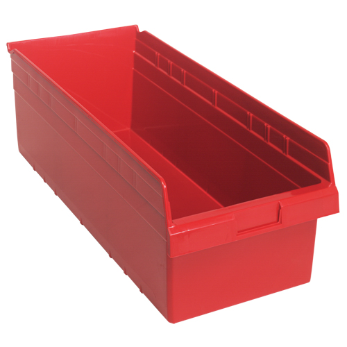 Store-Max Shelf Bins, 11-1/8" W x 8" H x 23-5/8" D, Red, 68 lbs. Capacity Planification Entrepots Molloy