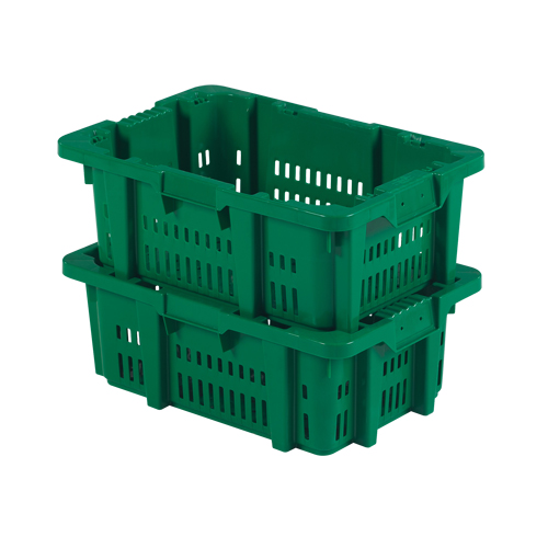 Food Handling Plastic Stack-N-Nest Container, 16" x 23.9" x 8.8", Green Planification Entrepots Molloy