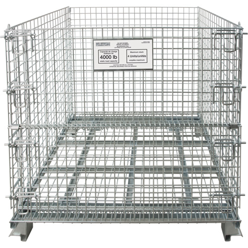 Conteneur repliable en m&eacute;tal grillag&eacute;, 48" la x 40" p x 36" h, Capacit&eacute; de 4000 lb Planification Entrepots Molloy