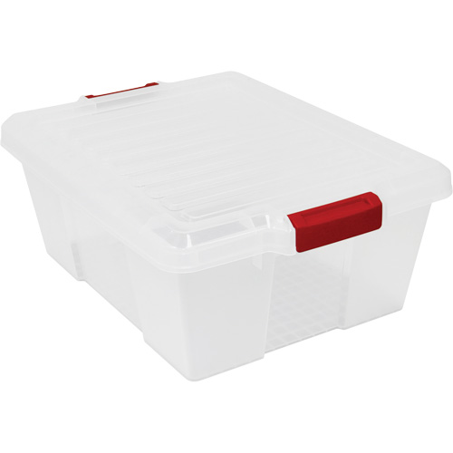 Plastic Latch Container, 15.875" W x 21" D x 7.75" H, Clear Planification Entrepots Molloy