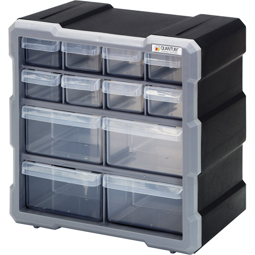 Armoire &agrave; tiroir, Plastique, 12 tiroirs, 10-1/2" x 6-1/4" x 10-1/4", Noir Planification Entrepots Molloy