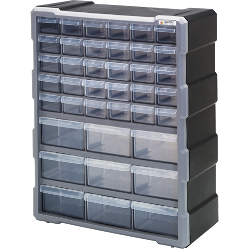 Drawer Cabinet, Plastic, 39 Drawers, 15" x 6-1/4" x 18-3/4", Black Planification Entrepots Molloy