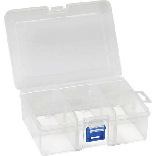 Plastic Compartment Box, 4.75" W x 6.75" D x 2.25" H, 6 Compartments Planification Entrepots Molloy