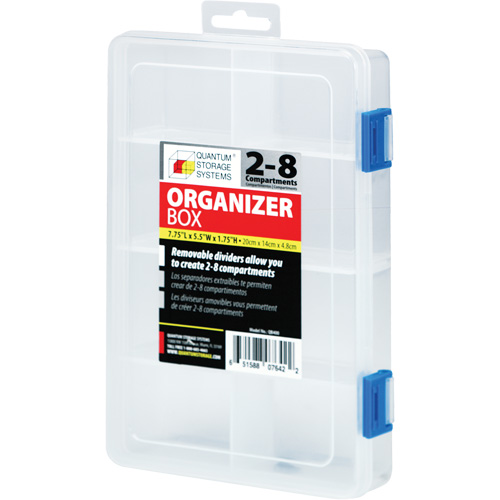 Plastic Compartment Box, 5.5" W x 7.75" D x 1.75" H, 8 Compartments Planification Entrepots Molloy
