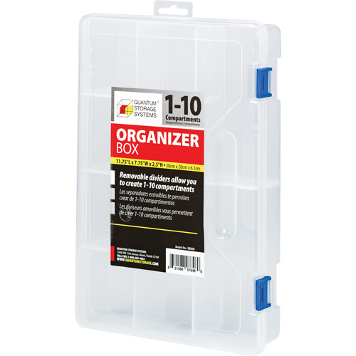 Plastic Compartment Box, 7.75" W x 11.75" D x 2.2" H, 10 Compartments Planification Entrepots Molloy