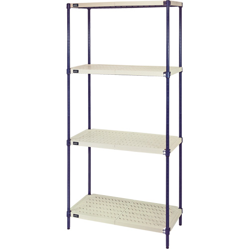 Wire Shelving Unit with Plastic Shelves, Wire Frame with Plastic Shelves, Boltless, 600 lbs. Capacity, 30" W x 72" H x 24" D Planification Entrepots Molloy