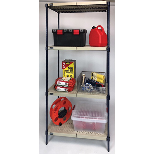Wire Shelving Unit with Plastic Shelves, Wire Frame with Plastic Shelves, Boltless, 600 lbs. Capacity, 30" W x 72" H x 24" D Planification Entrepots Molloy