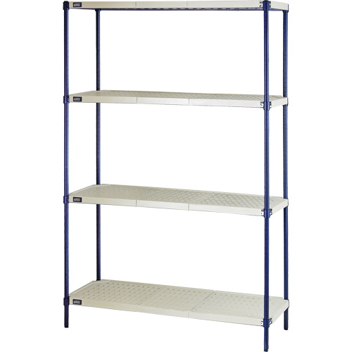 &eacute;tag&egrave;re en fils m&eacute;talliques avec tablettes en plastique, Cadre en fils m&eacute;talliques avec tablettes en plastique, Sans boulons, Capacit&eacute; 600 lb, 48" la x 72" h x 24" p Planification Entrepots Molloy