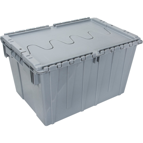 Contenant de distribution en plastique avec dessus basculant, 21,65" x 15,5" x 12,5", Gris Planification Entrepots Molloy