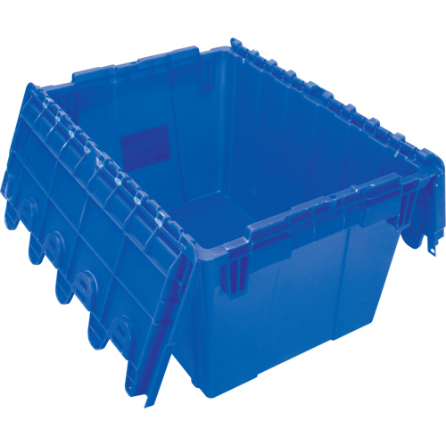 Contenant de distribution en plastique avec dessus basculant, 21,65" x 15,5" x 12,5", Bleu Planification Entrepots Molloy