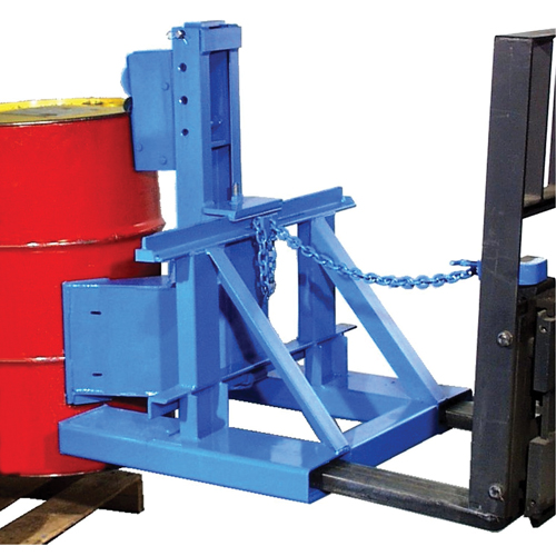 Manipulateur de barils MORSPEED 1500 pour chariot &eacute;l&eacute;vateur, Pour 55 gal. US (45 gal. imp.) Planification Entrepots Molloy