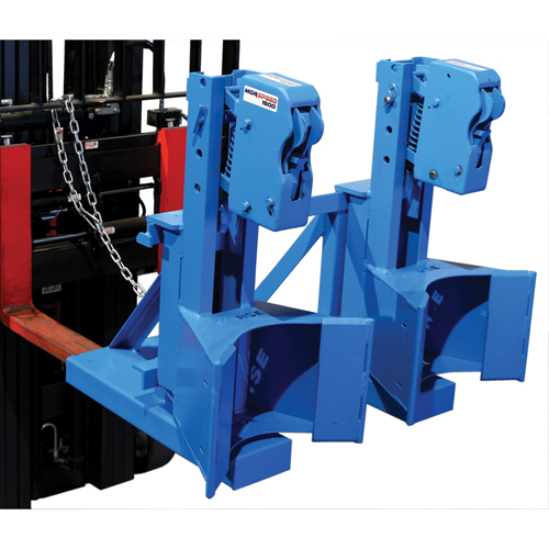 Manipulateur de barils MORSPEED 1500 pour chariot &eacute;l&eacute;vateur, Pour 55 gal. US (45 gal. imp.) Planification Entrepots Molloy