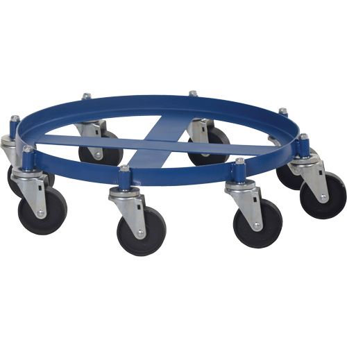 Octagon Drum Dolly, Steel, 2000 lbs. Capacity, 27-1/16" Diameter, Cast Iron Casters Planification Entrepots Molloy