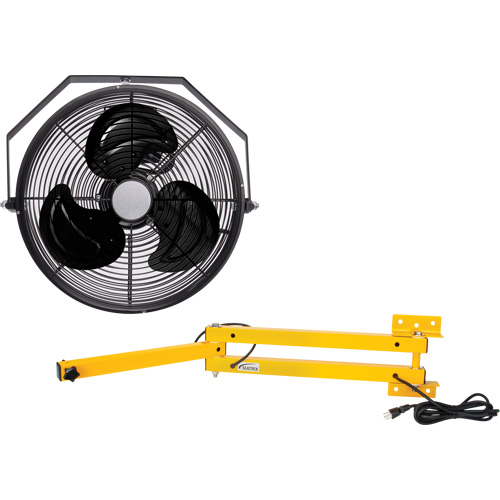 Trousse de ventilateur pour poste de travail industriel avec bras double verrouillable, Dia 12", 3 vitesses Planification Entrepots Molloy