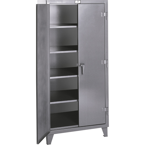 Rough & Tough Storage Cabinets, Steel, 4 Shelves, 72" H x 48" W x 24" D, Grey Planification Entrepots Molloy