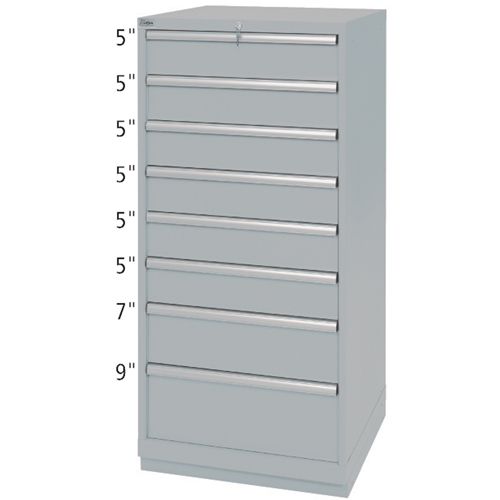 Armoires de rangement avec tiroirs, 8 tiroirs, 28-1/4" la x 28-1/2" p x 59-1/2" h, Gris Planification Entrepots Molloy