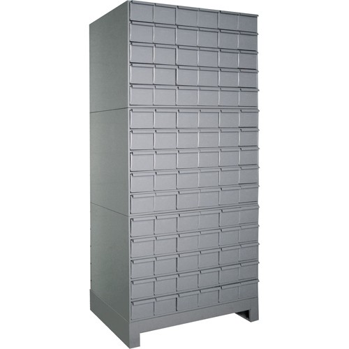 Industrial Drawer Cabinets With Base, 90 Drawers, 34-1/8" W x 12-1/4" D x 69-1/8" H, Grey Planification Entrepots Molloy