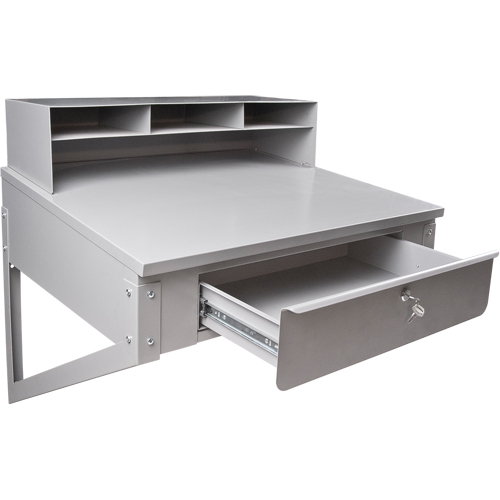 Wall-Mounted Shop Desk, 34-1/2" W x 28" D x 31" H, Grey Planification Entrepots Molloy