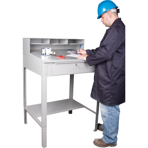 Pupitre d'atelier ouvert, 34-1/2" la x 30" p x 53" h, Gris Planification Entrepots Molloy