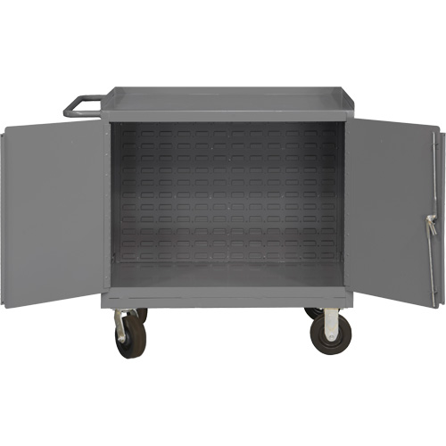 Mobile Workbench Cabinet with Louvered Panel Back, Steel Surface Planification Entrepots Molloy