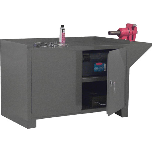 Stationary Workstation, Steel Surface, 60-1/8" W x 24-1/4" D x 36-3/16" H Planification Entrepots Molloy