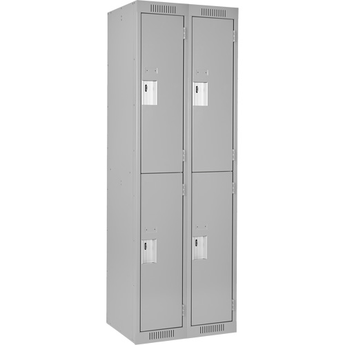 Clean Line Lockers, 2 -tier, Bank of 2, 24" x 18" x 72", Steel, Grey, Rivet (Assembled) Planification Entrepots Molloy
