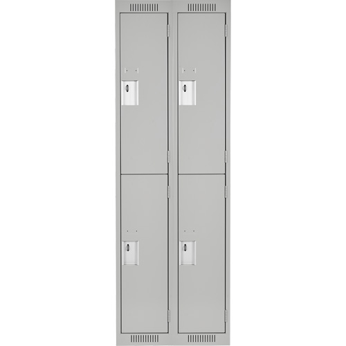 Clean Line Lockers, 2 -tier, Bank of 2, 24" x 18" x 72", Steel, Grey, Rivet (Assembled) Planification Entrepots Molloy