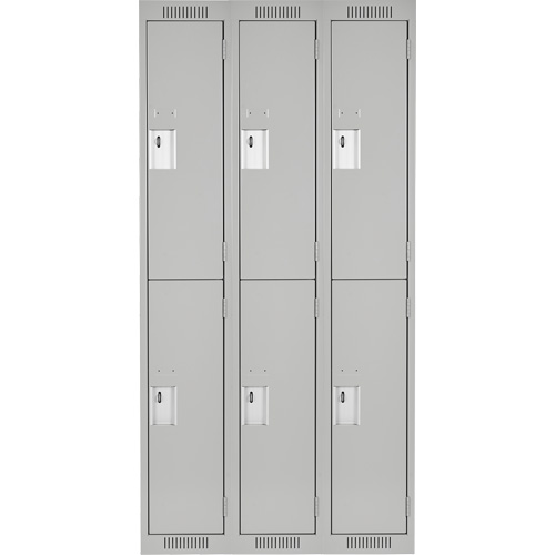 Clean Line Lockers, 2 -tier, Bank of 3, 36" x 18" x 72", Steel, Grey, Rivet (Assembled) Planification Entrepots Molloy