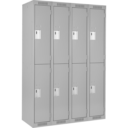 Clean Line Lockers, 2 -tier, Bank of 4, 48" x 18" x 72", Steel, Grey, Rivet (Assembled) Planification Entrepots Molloy