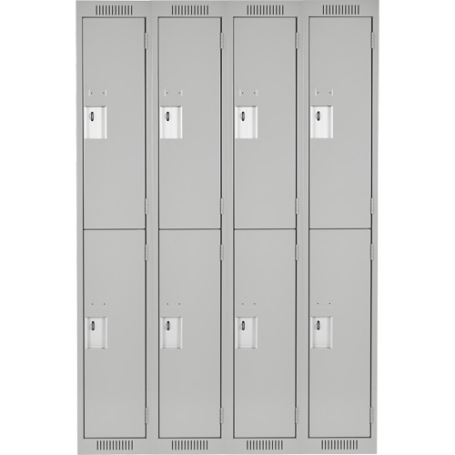 Clean Line Lockers, 2 -tier, Bank of 4, 48" x 18" x 72", Steel, Grey, Rivet (Assembled) Planification Entrepots Molloy