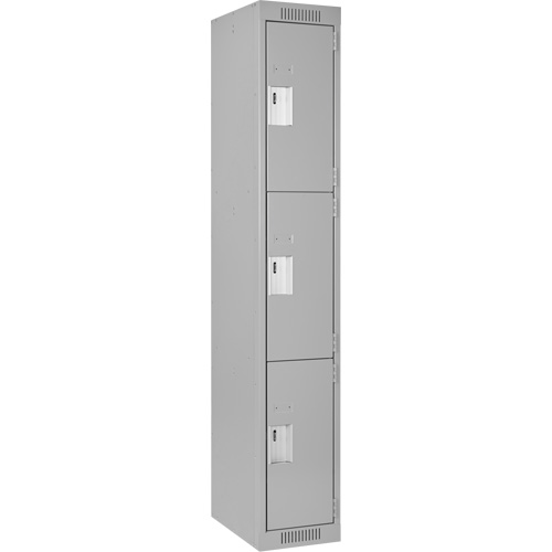 Clean Line Lockers, 3 -tier, 12" x 18" x 72", Steel, Grey, Rivet (Assembled) Planification Entrepots Molloy