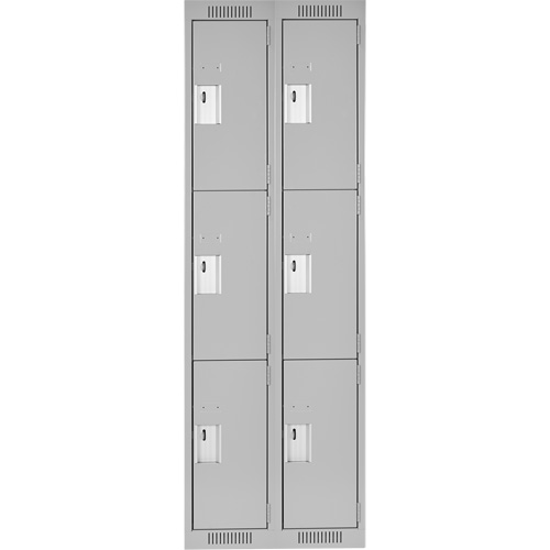 Clean Line Lockers, 3 -tier, Bank of 2, 24" x 18" x 72", Steel, Grey, Rivet (Assembled) Planification Entrepots Molloy