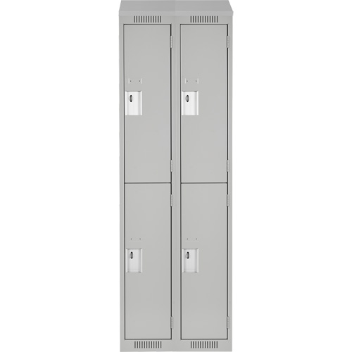 Clean Line Lockers, 2 -tier, Bank of 2, 24" x 18" x 78", Steel, Grey, Rivet (Assembled) Planification Entrepots Molloy