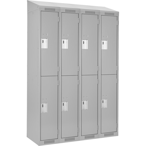 Clean Line Lockers, 2 -tier, Bank of 4, 48" x 18" x 78", Steel, Grey, Rivet (Assembled) Planification Entrepots Molloy