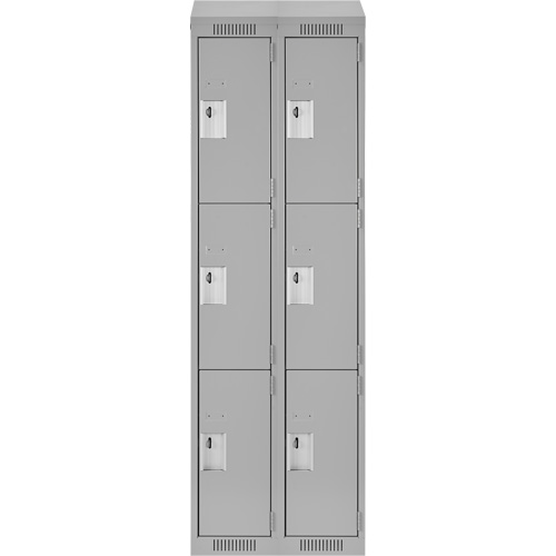 Clean Line Lockers, 3 -tier, Bank of 2, 24" x 18" x 78", Steel, Grey, Rivet (Assembled) Planification Entrepots Molloy