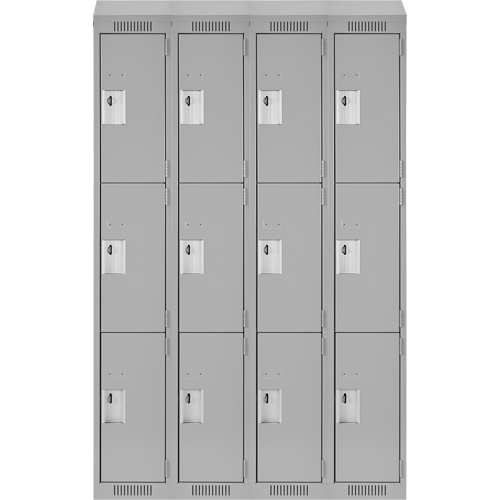 Casiers Clean Line, 3 niveaux, Bloc de 4, 48" x 18" x 78", Acier, Gris, Rivet (assembl&eacute;) Planification Entrepots Molloy
