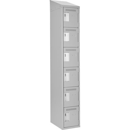 Clean Line Lockerette , 6 -tier, 12" x 18" x 78", Steel, Grey, Rivet (Assembled) Planification Entrepots Molloy