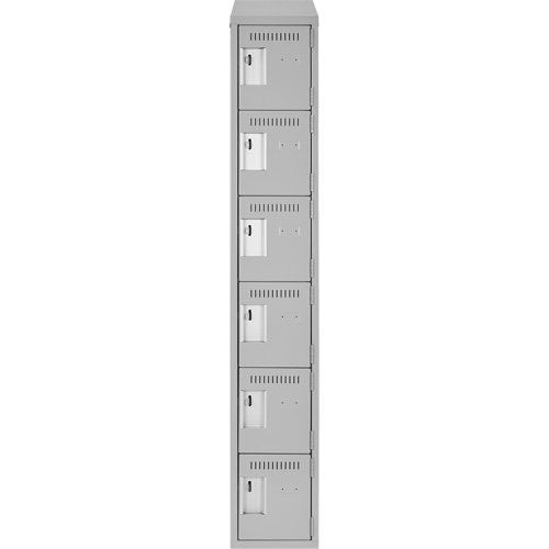 Clean Line Lockerette , 6 -tier, 12" x 18" x 78", Steel, Grey, Rivet (Assembled) Planification Entrepots Molloy