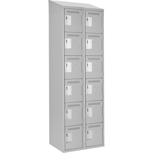 Clean Line Lockerette , 6 -tier, Bank of 2, 24" x 18" x 78", Steel, Grey, Rivet (Assembled) Planification Entrepots Molloy