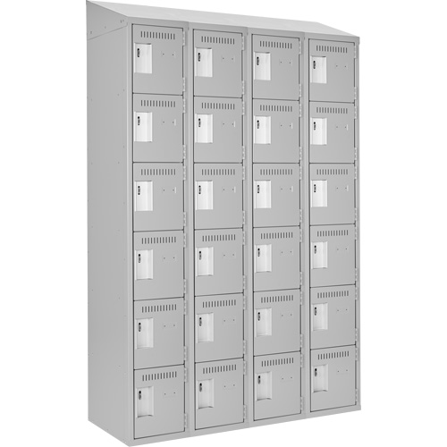 Clean Line Lockerette , 6 -tier, Bank of 4, 48" x 18" x 78", Steel, Grey, Rivet (Assembled) Planification Entrepots Molloy