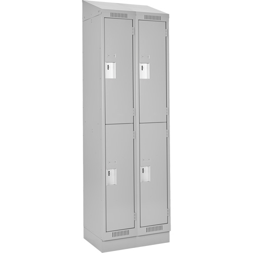 Clean Line Lockers, 2 -tier, Bank of 2, 24" x 18" x 82", Steel, Grey, Rivet (Assembled) Planification Entrepots Molloy