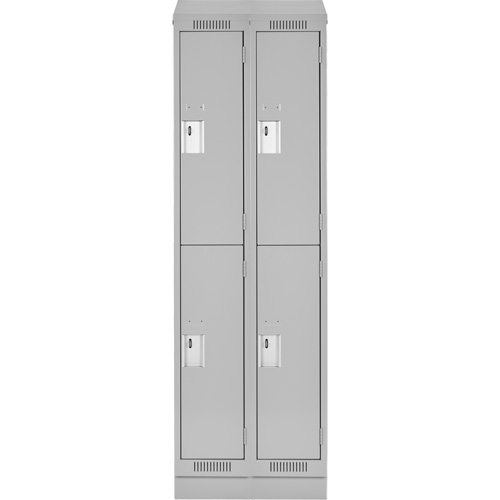 Clean Line Lockers, 2 -tier, Bank of 2, 24" x 18" x 82", Steel, Grey, Rivet (Assembled) Planification Entrepots Molloy